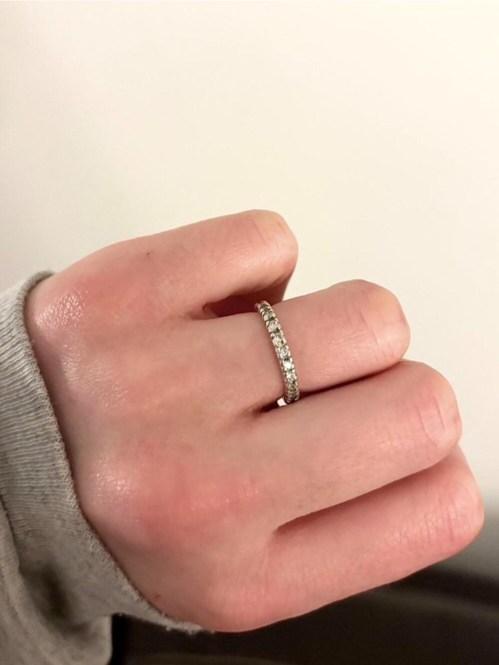 Classic Stacking Ring -Sterling Silver Full Eternity Sparkly Band Ring